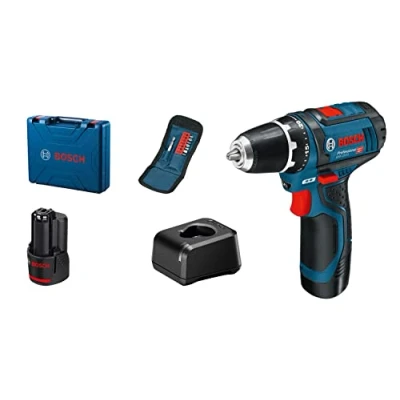 Image of Bosch Professional 12V System Akkuschrauber GSR 15 (inkl. 2x2.0Ah Akku, Ladegerät GAL 20, 10 tlg. Zubehör Set, im Koffer)
