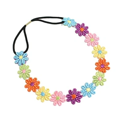 Image of TSHAOUN 3 Multicolor Daisy Flower Headband, Multi Colour Chain Elasticated Headband Fashion Floral Headbands, Festival Hair Accessories for Party Favor, Wedding (3 Multicolor)