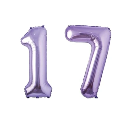 Image of Purple Number 17 Large Helium Foil Balloon Birthday Party Wedding Anniversary Decoration 101cm