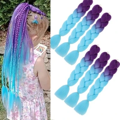 Image of braids Extensions ombre jumbo extension 24&quot; Synthetic Hair Braiding 6pcs (Purple blue)
