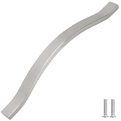 Image of Decoranddecor Bow Pull Handles for Cabinets Cupboards Furnitures Alloy Material (Brushed Chrome, 192mm)