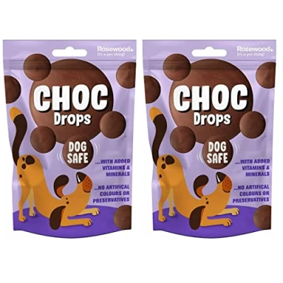 Image of 2 PACK ROSEWOOD CHOC DROPS DOG SAFE CHOCOLATE TREAT TRAINING BITE SIZE 200G