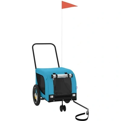 Image of vidaXL Pet Bike Trailer Blue and Black Oxford Fabric Iron