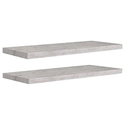 Image of vidaXL Floating Wall Shelves, Modern Display Racks for Home or Office, Invisible Mounting System, Honeycomb MDF with Metal Frame, Concrete Grey, 80x23.5x3.8 cm Set of 2