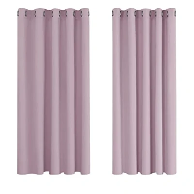 Image of Deconovo Window Treatment Super Soft Thermal Insulated Eyelet Blackout Curtains for Bedroom 66 x 54 Inch Pink Lavender 2 Panels