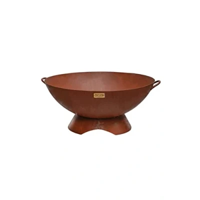 Image of Ivyline Round Artisan Firebowl in Rust UV Stable, Frost Resistant &amp; Durable Versatile Contemporary Outdoor Garden Cooking Firepit H31cm x W71cm