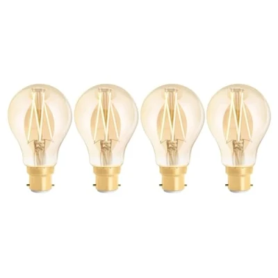 Image of 4lite WiZ Connected A60 Amber White WiFi LED Smart Bulb B22 Bayonet Cap, 4 Pack