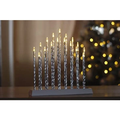 Image of Garden Mile® Traditional Christmas Candle Bridge Light Arch 7X Flameless LED Candles Window Decoration Or Table Low Voltage Mains Operated. (Silver 17)