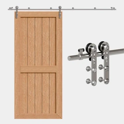 Image of TSMST 183CM/6FT Sliding Door Track Barn Hardware Kit Closet Rail Roller Accessory Stainless Steel Material