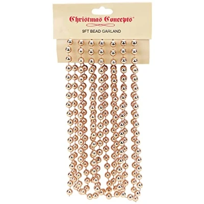 Image of Christmas Concepts® 2.7m (9ft) Bead Chain Garlands Decorations (Rose Gold)