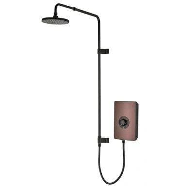 Image of Triton Showers Collections UNIQ® Shower Electric 9.5 KW I Dark Bronze Electrical with Rainfall Showerhead and Anti Twist Hose Best Units for Bathrooms