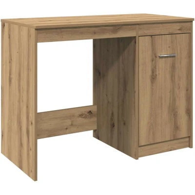 Image of vidaXL Desk Writing Table Artisan Oak, Engineered Wood, Contemporary Office/Home Furniture with Ample Storage Cabinet (100x50x76 cm)
