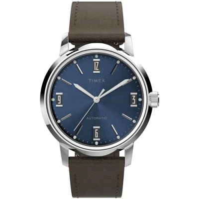 Image of Timex 40 mm Marlin Automatic Leather Strap Watch Brown One Size