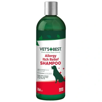 Image of Vet&#039;s Best Allergy Itch Relief Dog Shampoo, Cleans and Relieves Discomfort from Seasonal Allergies, Gentle Formula 500ml