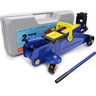 Image of 2 Tonne Hydraulic Trolley Floor Jack Low Profile Heavy Duty Metal Steel LIfting Range 135 320mm for Car Van Garage with Handle and Case