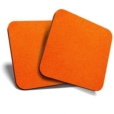Image of Great Coasters (Set of 2) Square/Glossy Quality Coasters/Tabletop Protection for Any Table Type Orange Canvas Effect Glossy #3167