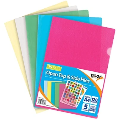 Image of A4 Plastic Open Top &amp; Side Bright Colour Report File Project Cover Files x 15