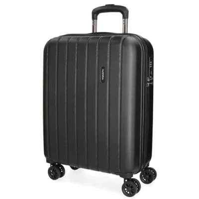 Image of Movom Wood Black Cabin Suitcase 40 x 55 20 cm Rigid ABS TSA Lock 38 Litre 2.9 kg 4 Double Wheels Hand Luggage