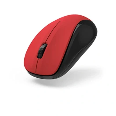Image of Hama wireless Mouse (3 buttons, 2.4GHz, 1200 dpi, optical mouse, for laptop/PC/notebook, silent, battery powered, both right and left handed users, with USB receiver) red