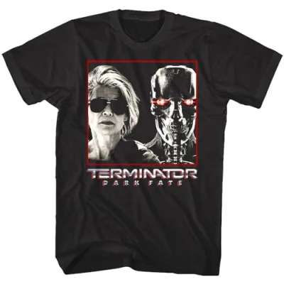 Image of Terminator Dark Fate Sarah Connor Cyborg Men&#039;s T Shirt Rev 9 Robot BlackXX Large