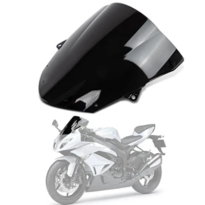 Image of Windshield Double Bubble For Ninja ZX10R 2008 2010 ZX6R (Black)