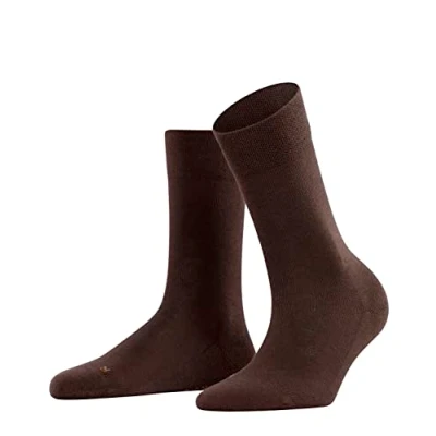 Image of 1 Pair Dark Brown Sensitive London Left And Right Comfort Cuff Cotton Socks Ladies 5.5 8 Falke