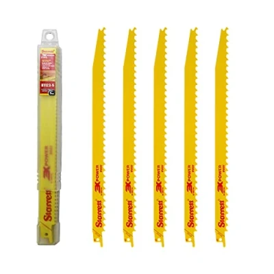 Image of Starrett Bi Metal Reciprocating Saw Blade 5 Pieces BTR12610 King Cut 300 mm/12&quot; Inch 6 10TPI Unified Shank Heavy Duty Cutting Compatible with Bosch Dewalt Makita &amp; Many Others