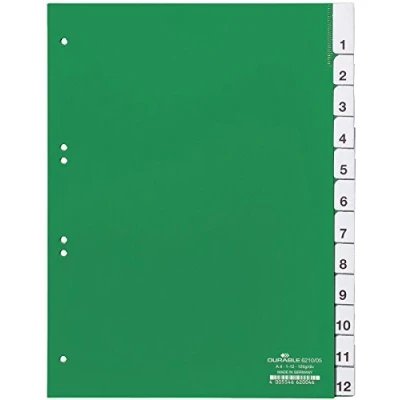 Image of Durable 621005 1 12 Index File with Pre Inserted Printed Inserts for A4 Sheets Green