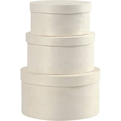 Image of Round Wood Chip Box, D: 10+11+13 cm, Poplar Tree, 3 asstd