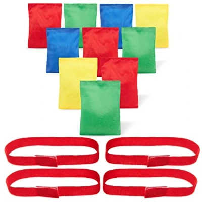Image of Outdoor Games Play Equipment for Kids Family Garden Toys Sports Day Kit Egg and Spoon Race Ring Toss Sack Bean Bags Snakes Ladders (Bean 10 Pack)
