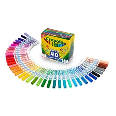 Image of Crayola Ultra Clean Washable Broad Line Markers, 40 Classic Colors Non Toxic Art Tools for Kids &amp; Toddlers, Huge Variety of Bold Vibrant Colors, Great Classrooms