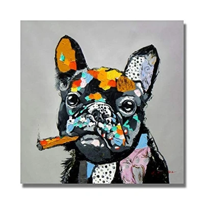 Image of HERWS Big Poster Graffiti Art Dog Cow Canvas Painting Animals Posters And Prints Wall Picture For Living Room Home Decoration (No Frame)