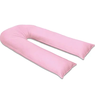 Image of R&amp;G U SHAPE FULL BODY BACK SUPPORT EXTRA FILL NURSING 9FT PREGNANCY MATERNITY PILLOW UK MANUFACTURED (PINK)