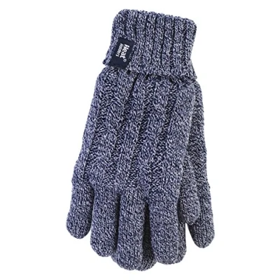 Image of HEAT HOLDERS Ladies Thermal Cable Knit 2.3 tog Heatweaver Gloves (M/L, Blue)