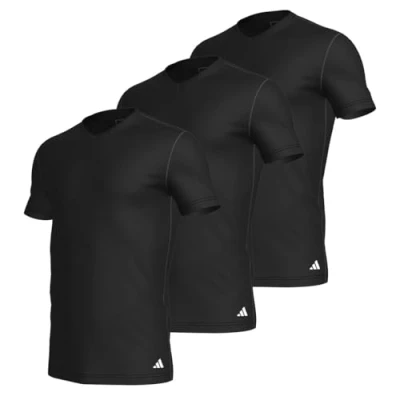 Image of adidas Men&#039;s Herren Unterwäsche V Neck Shirt (3pk) Active Core Cotton Undershirt, Black_4am012, L