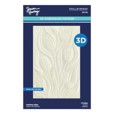 Image of Spellbinders Twirling 3D Embossing Folder from The Tulip Garden Collection by Simon Hurley, White, ONE