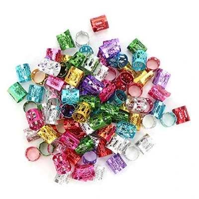 Image of 100Pcs Adjustable Dreadlocks Hair Braid Beads Rings Metal Cuffs For Decoration Wig Accessories Women Girls Braiding and Hairstyles(colorful)