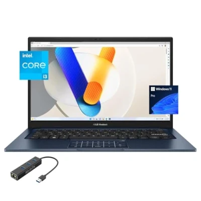 Image of ASUS Vivobook Laptop for Students and Business, 14&quot; FHD Micro Edge Display, 12th Gen Core i3 1215U(Up to 4.4 GHz), 16GB RAM, 512GB PCIe SSD, WiFi 6E, 180 Lay Flat, Webcam, USB C, PDG RJ45, Win 11 Pro