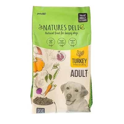 Image of Natures Deli Dry Dog Food for Adult Dogs, Natural Complete Hypoallergenic Suitable All Breeds, Turkey and Rice 12 kg