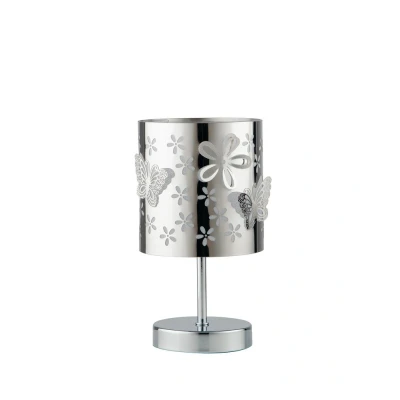 Image of BUTTERFLY Cylindrical Table Lamp Chrome 13x19cm