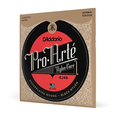 Image of D&#039;Addario Guitar Strings Pro Arte Classical EJ49 Nylon Silver Plated Wound, Black Core Normal Tension