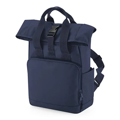 Image of BagBase BG118S Recycled Mini Twin Handle Roll Top Backpack Navy Dusk