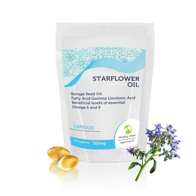 Image of STARFLOWER Borage Seed Oil Softgel GLA 30 Capsules 500mg Gamma Linolenic Acid Enhanced Formula for Optimal Health