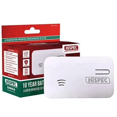 Image of Hispec HSA/BC/10 Lihtium Battery Powered Carbon Monoxide Detector, Electrochemical Sensor, 50ppm Warning, 10 Year Life, UKCA &amp; CE Compliant