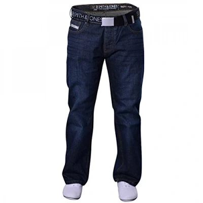 Image of Smith and Jones Mens Bootcut Flared Wide Bottom Hardwearing Fashion Denim Jeans Jeremilio 40W / 30L Dark Wash