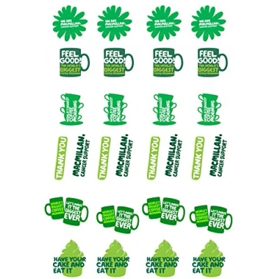 Image of 28 Stand Up MacMillan Coffee Morning Fundraising Edible Wafer Paper Cake Toppers Decorations