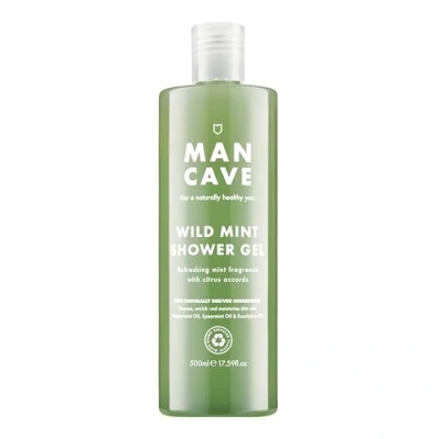 Image of ManCave Wild Mint Shower Gel for Men, Energising Aroma with Lemon, Peppermint and Eucalyptus Oil, Sulphate Paraben Free, Natural, Vegan, Cruelty 500 ml