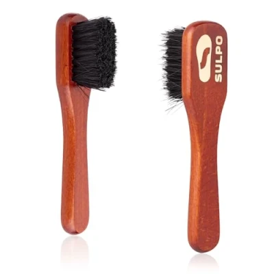 Image of SULPO Cream Brush Pot Shoe Soft Leather Dirt for Shoes 2 Piece Set Black Care