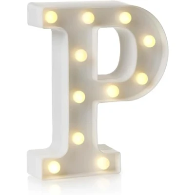 Image of anso LED Alphabet Letter &amp; Number Light Sign Decorations Lamp for Home Birthday Party Event Night Lights 22cm (P)