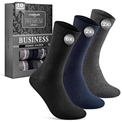 Image of 10 Pairs Men&#039;s Business Socks Made of Breathable Cotton without Pressing Seam, Suit (6 x black, 2 grey, navy Blue), 6 blue, 43 46